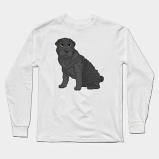 Black Shar-Pei Dog Long Sleeve T-Shirt